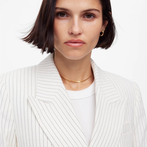 Madewell- Relaxed Blazer in Pinstripe Linen Blend Womens Size 8 NWOT - Picture 5 of 10